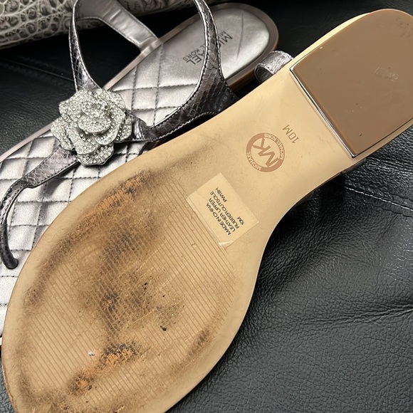 MICHAEL Michael Kors Lucia Crystal Embellished Leather Thong Sandals - Picture 7 of 11